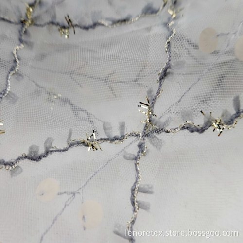 Polyester Lurex Metallic Knit Sequin Embroidery Mesh Fabric